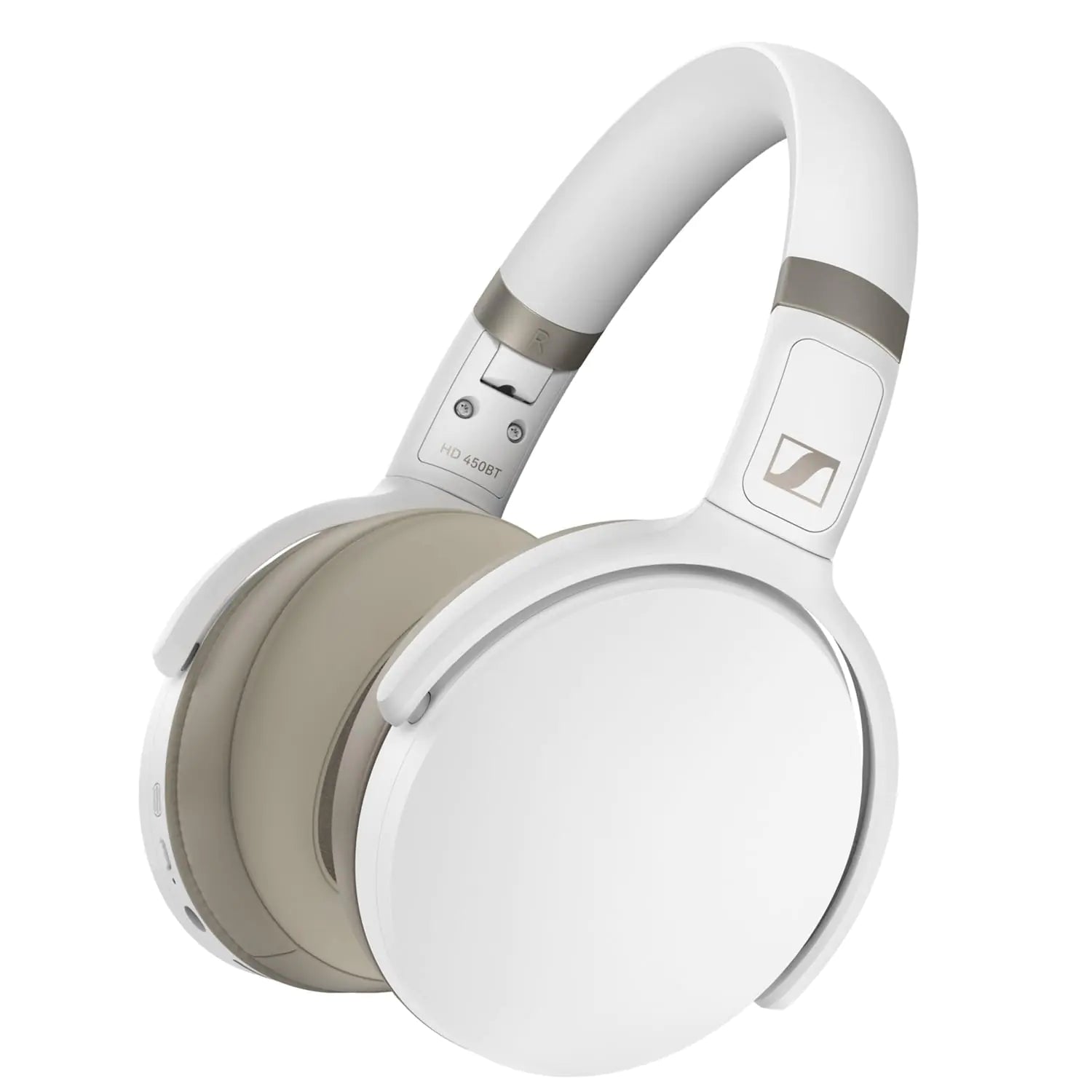 Sennheiser Consumer Audio HD 450BT Bluetooth 5.0 Wireless Headphone with Active Noise Cancellation - 30-Hour Battery Life USB-C Fast Charging Virtual Assistant Button Foldable - White
