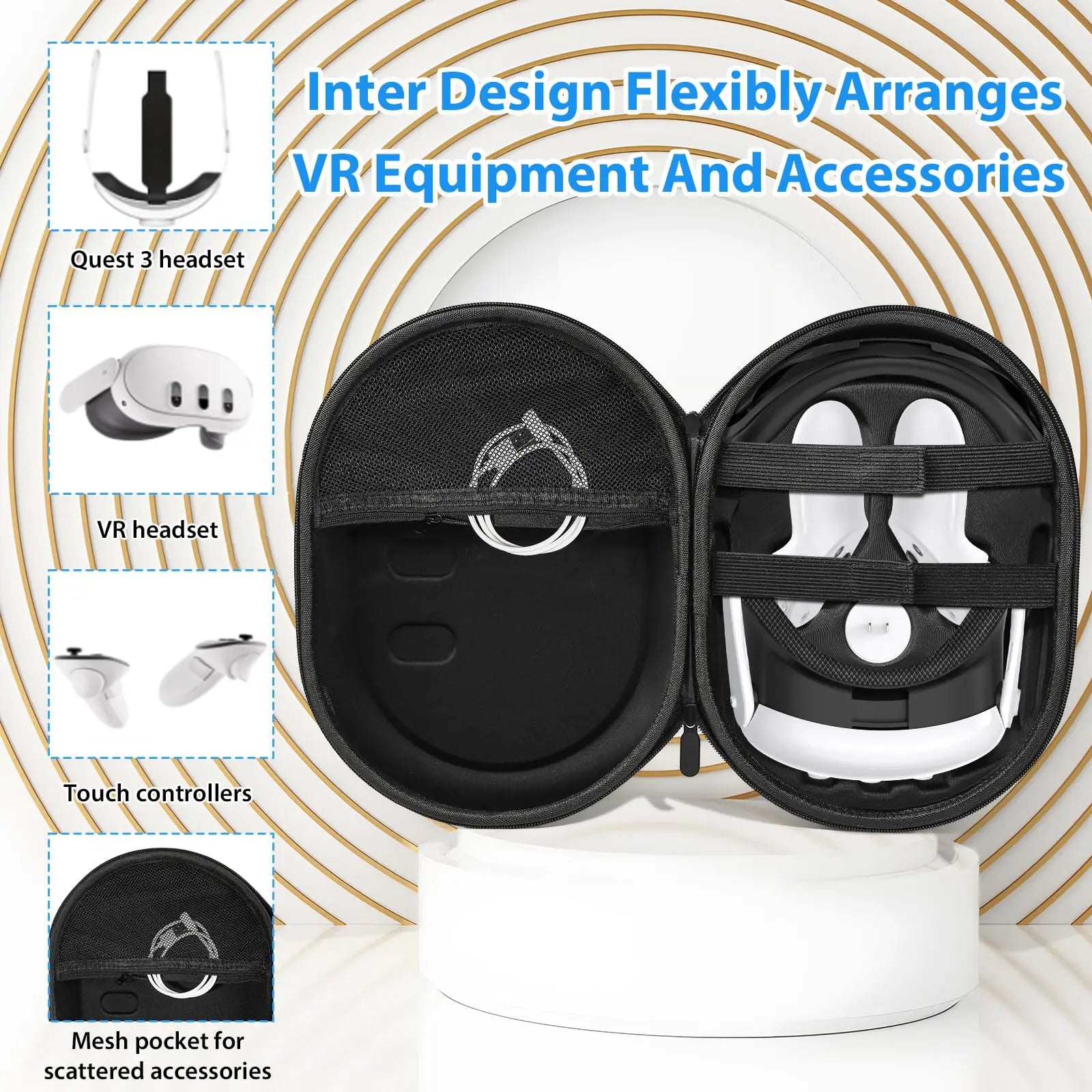 Hard Carrying Case Compatible with Oculus/Meta Quest 3, Suitable for