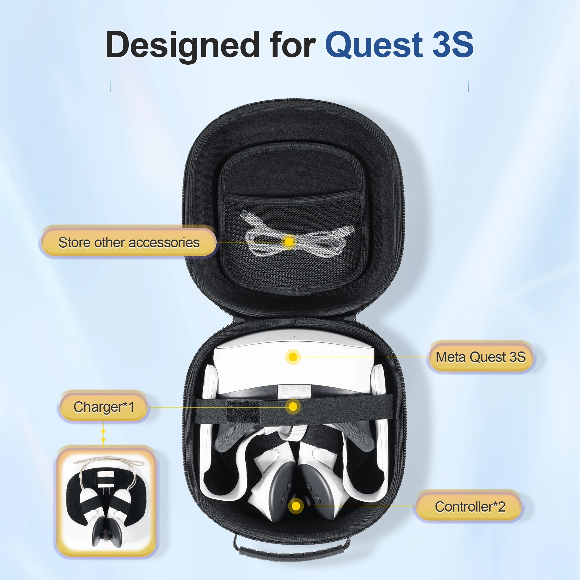Hard Carrying Case Compatible with Oculus Meta Quest 3S/Quest 3/Quest